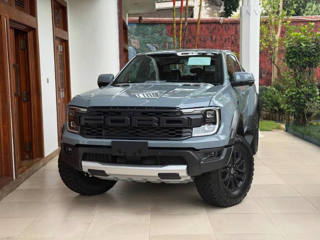 Ford Ranger Raptor 2025 Bi-Turbo Diesel Off-Road Pickup Grey Front View